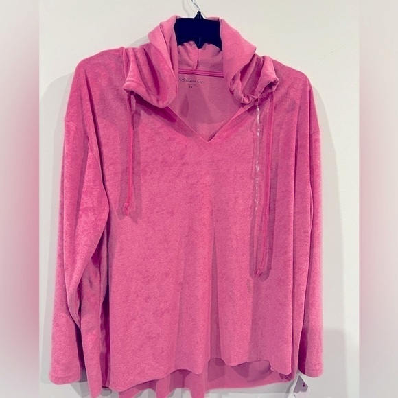 REBELLIOUS ONE Trendy Plus Size Loop Terry Hoodie Pink 2X, sweatshirt sweater - Picture 3 of 8